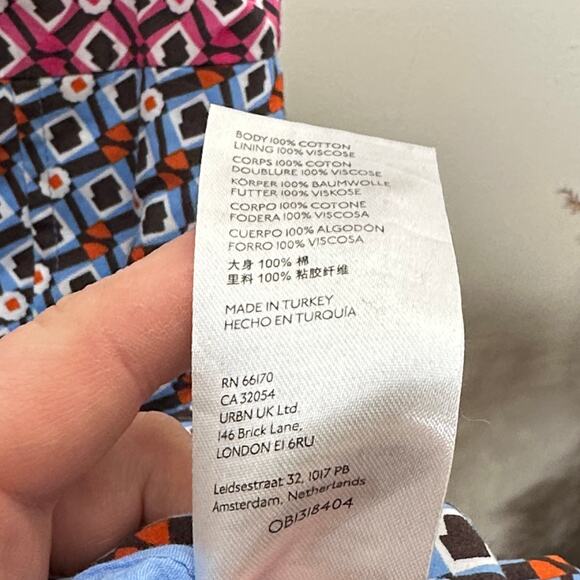 ANTHROPOLOGIE x MAEVE Buckley Geometric Shirt Mini Dress Blue Pink Sz 2 {K17} - Picture 6 of 6